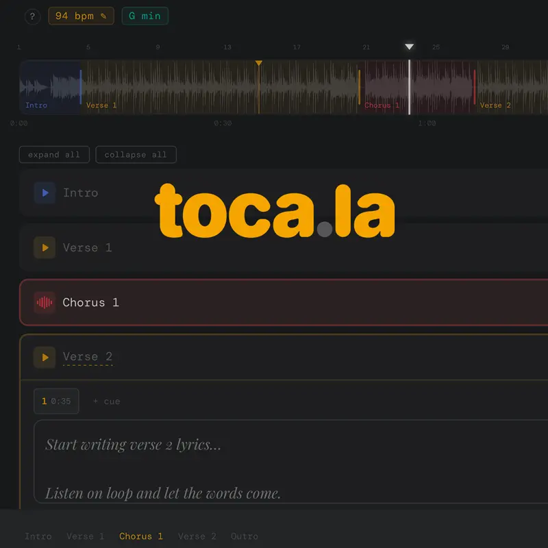 toca.la, a browser-based songwriter's studio
